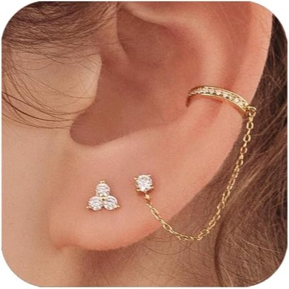 Trendy Gold Earring Stack Set - Hypoallergenic Cz… - image 1